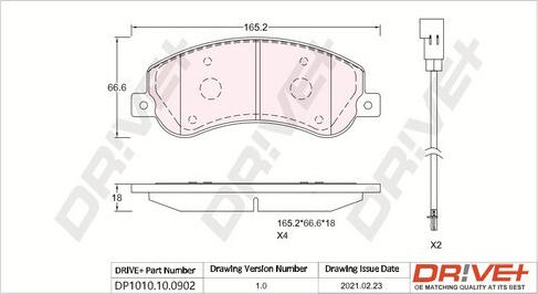 Dr!ve+ DP1010.10.0902 - Тормозные колодки, дисковые, комплект autospares.lv