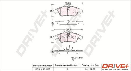 Dr!ve+ DP1010.10.0987 - Тормозные колодки, дисковые, комплект autospares.lv