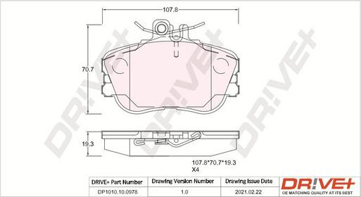 Dr!ve+ DP1010.10.0978 - Тормозные колодки, дисковые, комплект autospares.lv