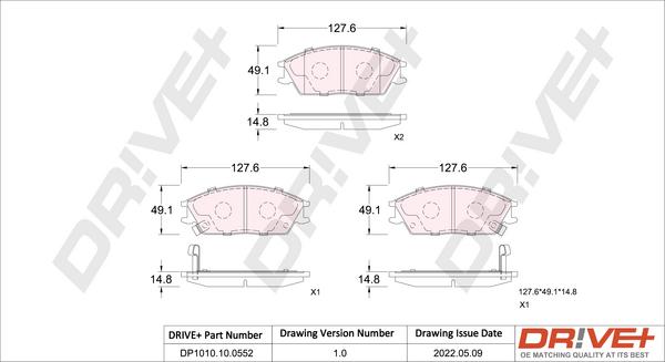 Dr!ve+ DP1010.10.0552 - Тормозные колодки, дисковые, комплект autospares.lv