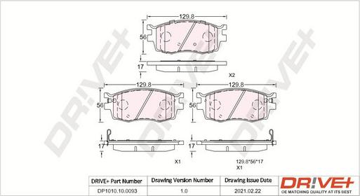 Dr!ve+ DP1010.10.0093 - Тормозные колодки, дисковые, комплект autospares.lv