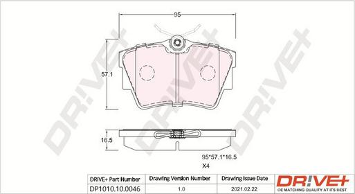 Dr!ve+ DP1010.10.0046 - Тормозные колодки, дисковые, комплект autospares.lv