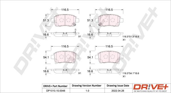 Dr!ve+ DP1010.10.0048 - Тормозные колодки, дисковые, комплект autospares.lv