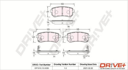 Dr!ve+ DP1010.10.0059 - Тормозные колодки, дисковые, комплект autospares.lv