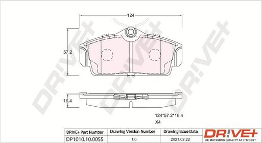 Dr!ve+ DP1010.10.0055 - Тормозные колодки, дисковые, комплект autospares.lv