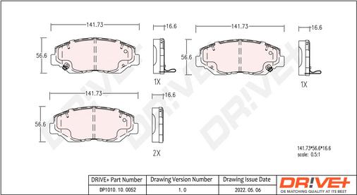 Dr!ve+ DP1010.10.0052 - Тормозные колодки, дисковые, комплект autospares.lv