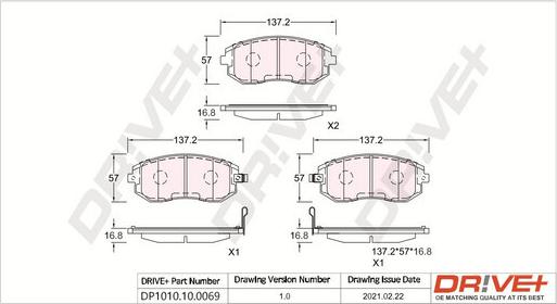 Dr!ve+ DP1010.10.0069 - Тормозные колодки, дисковые, комплект autospares.lv