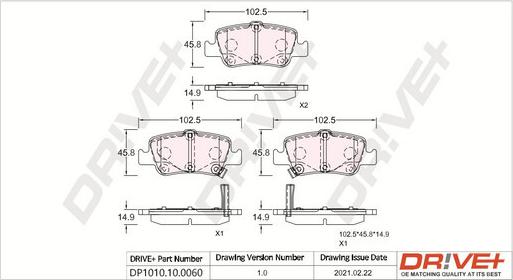 Dr!ve+ DP1010.10.0060 - Тормозные колодки, дисковые, комплект autospares.lv