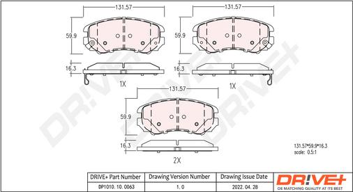 Dr!ve+ DP1010.10.0063 - Тормозные колодки, дисковые, комплект autospares.lv