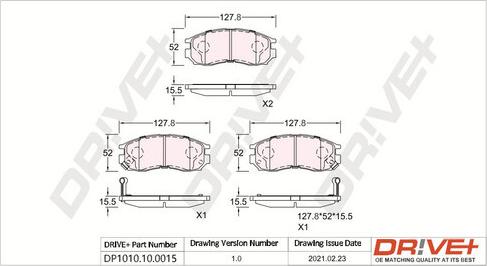 Dr!ve+ DP1010.10.0015 - Тормозные колодки, дисковые, комплект autospares.lv