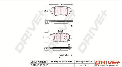 Dr!ve+ DP1010.10.0013 - Тормозные колодки, дисковые, комплект autospares.lv