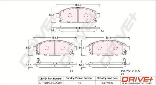 Dr!ve+ DP1010.10.0089 - Тормозные колодки, дисковые, комплект autospares.lv