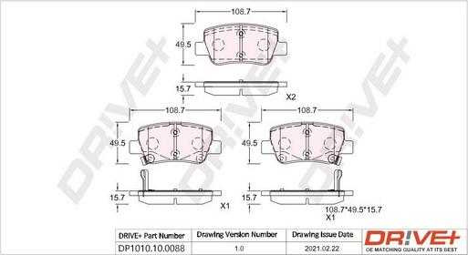 Dr!ve+ DP1010.10.0088 - Тормозные колодки, дисковые, комплект autospares.lv