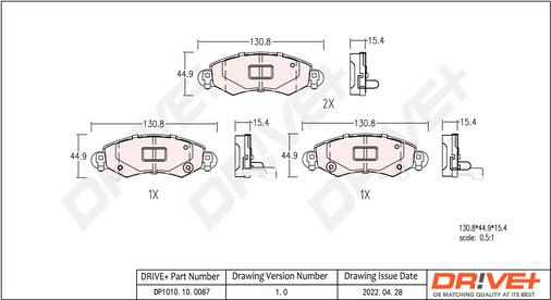 Dr!ve+ DP1010.10.0087 - Тормозные колодки, дисковые, комплект autospares.lv