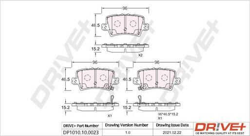 Dr!ve+ DP1010.10.0023 - Тормозные колодки, дисковые, комплект autospares.lv