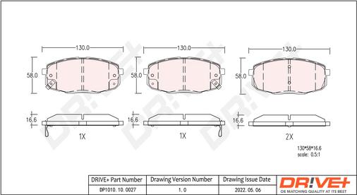 Dr!ve+ DP1010.10.0027 - Тормозные колодки, дисковые, комплект autospares.lv