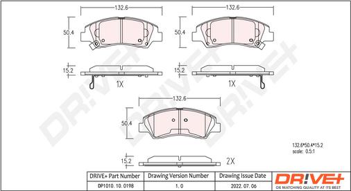 Dr!ve+ DP1010.10.0198 - Тормозные колодки, дисковые, комплект autospares.lv