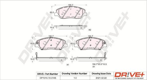 Dr!ve+ DP1010.10.0145 - Тормозные колодки, дисковые, комплект autospares.lv