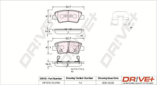 Dr!ve+ DP1010.10.0150 - Тормозные колодки, дисковые, комплект autospares.lv