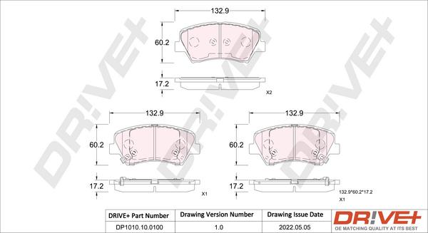 Dr!ve+ DP1010.10.0100 - Тормозные колодки, дисковые, комплект autospares.lv