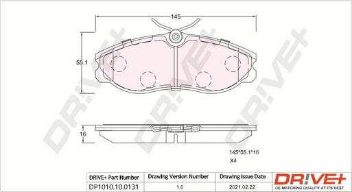 Dr!ve+ DP1010.10.0131 - Тормозные колодки, дисковые, комплект autospares.lv