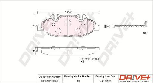 Dr!ve+ DP1010.10.0899 - Тормозные колодки, дисковые, комплект autospares.lv