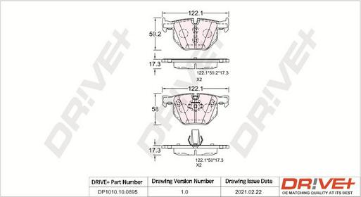 Dr!ve+ DP1010.10.0895 - Тормозные колодки, дисковые, комплект autospares.lv