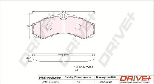 Dr!ve+ DP1010.10.0845 - Тормозные колодки, дисковые, комплект autospares.lv