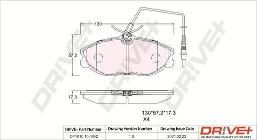 Dr!ve+ DP1010.10.0842 - Тормозные колодки, дисковые, комплект autospares.lv