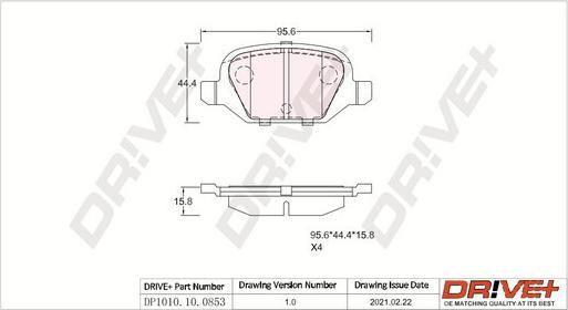 Dr!ve+ DP1010.10.0853 - Тормозные колодки, дисковые, комплект autospares.lv