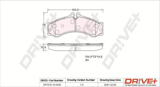 Dr!ve+ DP1010.10.0808 - Тормозные колодки, дисковые, комплект autospares.lv