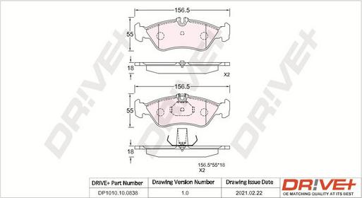 Dr!ve+ DP1010.10.0838 - Тормозные колодки, дисковые, комплект autospares.lv