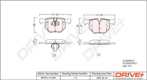 Dr!ve+ DP1010.10.0341 - Тормозные колодки, дисковые, комплект autospares.lv