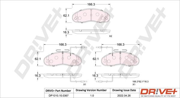 Dr!ve+ DP1010.10.0367 - Тормозные колодки, дисковые, комплект autospares.lv