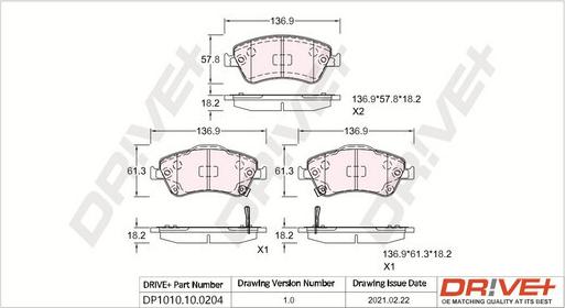 Dr!ve+ DP1010.10.0204 - Тормозные колодки, дисковые, комплект autospares.lv