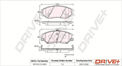 Dr!ve+ DP1010.10.0200 - Тормозные колодки, дисковые, комплект autospares.lv