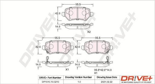 Dr!ve+ DP1010.10.0210 - Тормозные колодки, дисковые, комплект autospares.lv