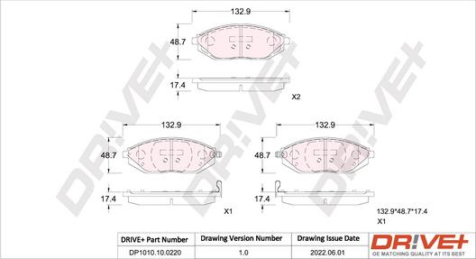 Dr!ve+ DP1010.10.0220 - Тормозные колодки, дисковые, комплект autospares.lv