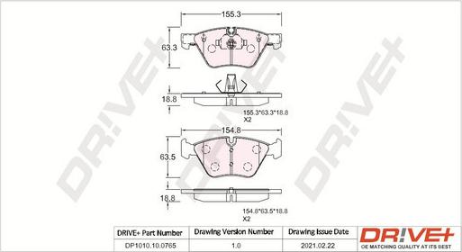 Dr!ve+ DP1010.10.0765 - Тормозные колодки, дисковые, комплект autospares.lv