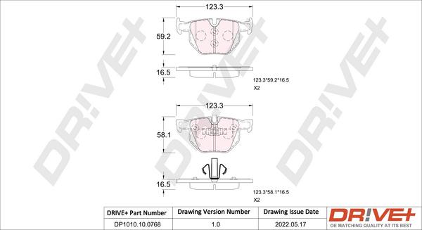 Dr!ve+ DP1010.10.0768 - Тормозные колодки, дисковые, комплект autospares.lv