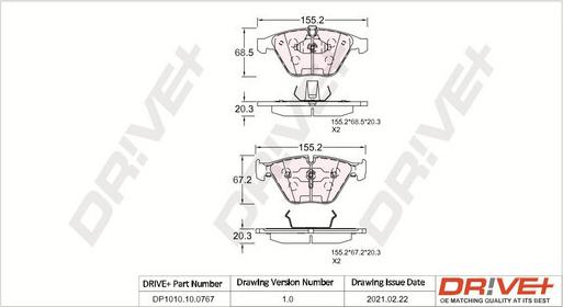 Dr!ve+ DP1010.10.0767 - Тормозные колодки, дисковые, комплект autospares.lv