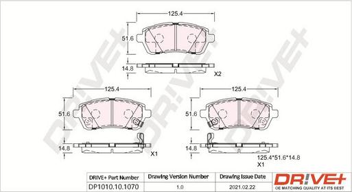 Dr!ve+ DP1010.10.1070 - Тормозные колодки, дисковые, комплект autospares.lv