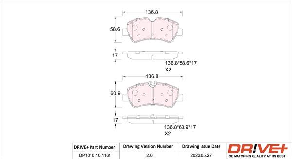 Dr!ve+ DP1010.10.1161 - Тормозные колодки, дисковые, комплект autospares.lv