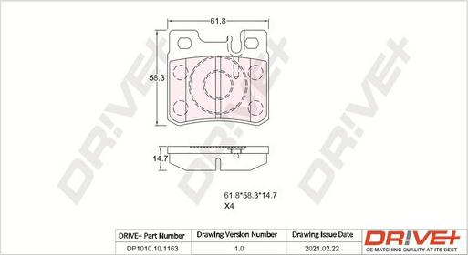 Dr!ve+ DP1010.10.1163 - Тормозные колодки, дисковые, комплект autospares.lv