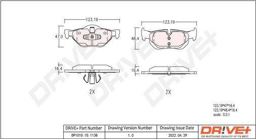 Dr!ve+ DP1010.10.1138 - Тормозные колодки, дисковые, комплект autospares.lv