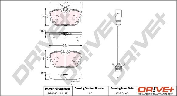 Dr!ve+ DP1010.10.1133 - Тормозные колодки, дисковые, комплект autospares.lv