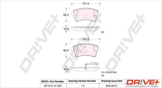 Dr!ve+ DP1010.10.1253 - Тормозные колодки, дисковые, комплект autospares.lv