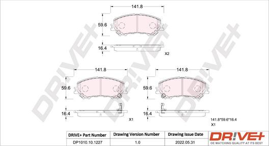 Dr!ve+ DP1010.10.1227 - Тормозные колодки, дисковые, комплект autospares.lv