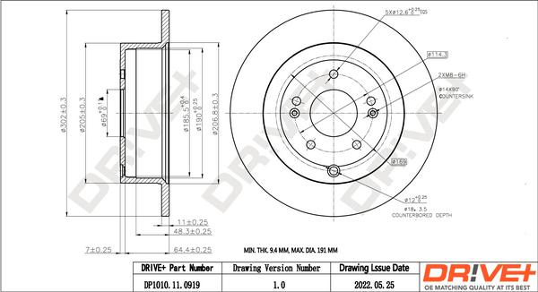 Dr!ve+ DP1010.11.0919 - Тормозной диск autospares.lv