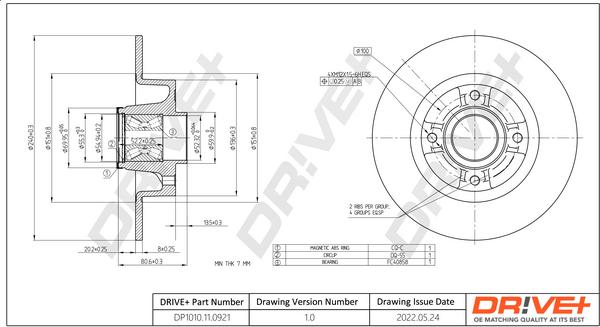 Dr!ve+ DP1010.11.0921 - Тормозной диск autospares.lv